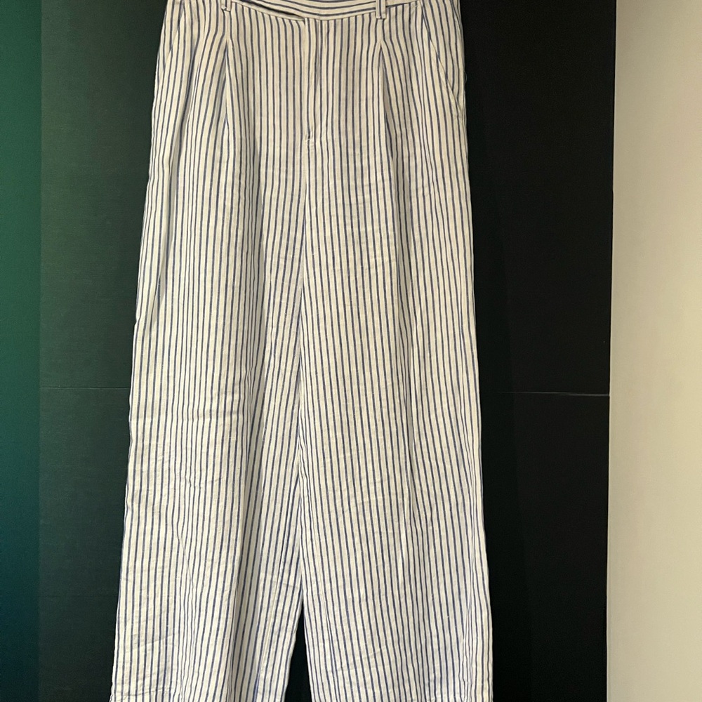 Madewell Blue and White Striped wide leg pants